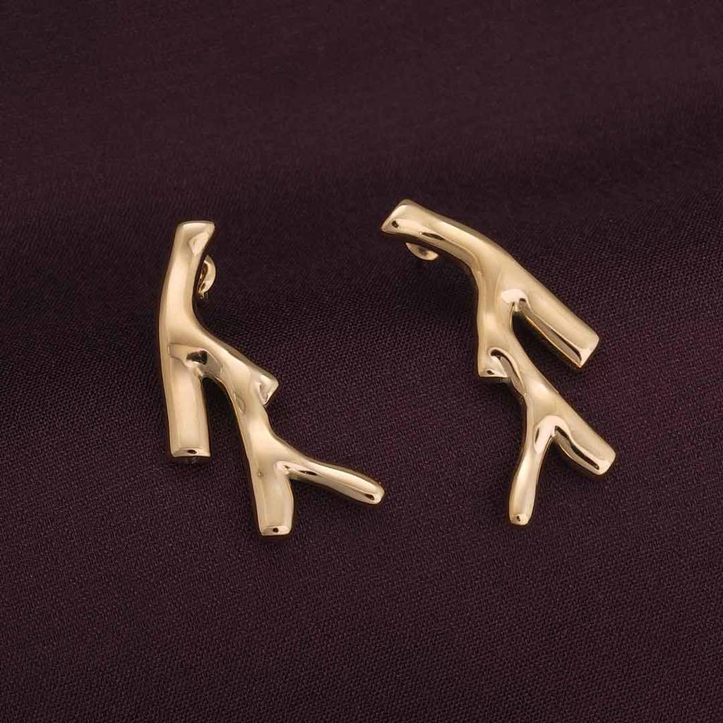 Palmonas Coral Branch Stud Earrings For Womens - Waterproof & Anti-Tarnish : PMWSSER316-G