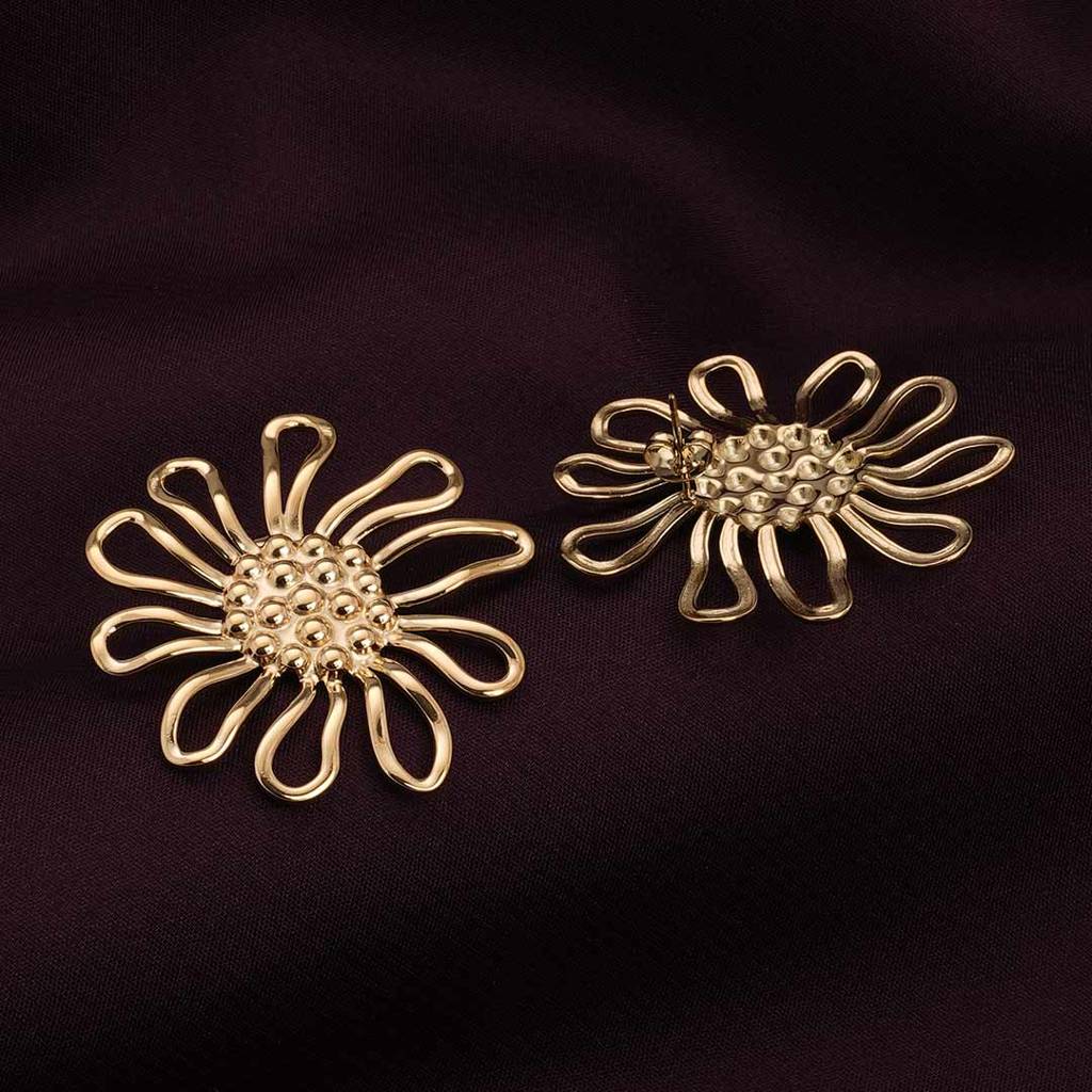 Palmonas Golden Sunflower Stud Earrings For Womens - Waterproof & Anti-Tarnish : PMWSSER317-G