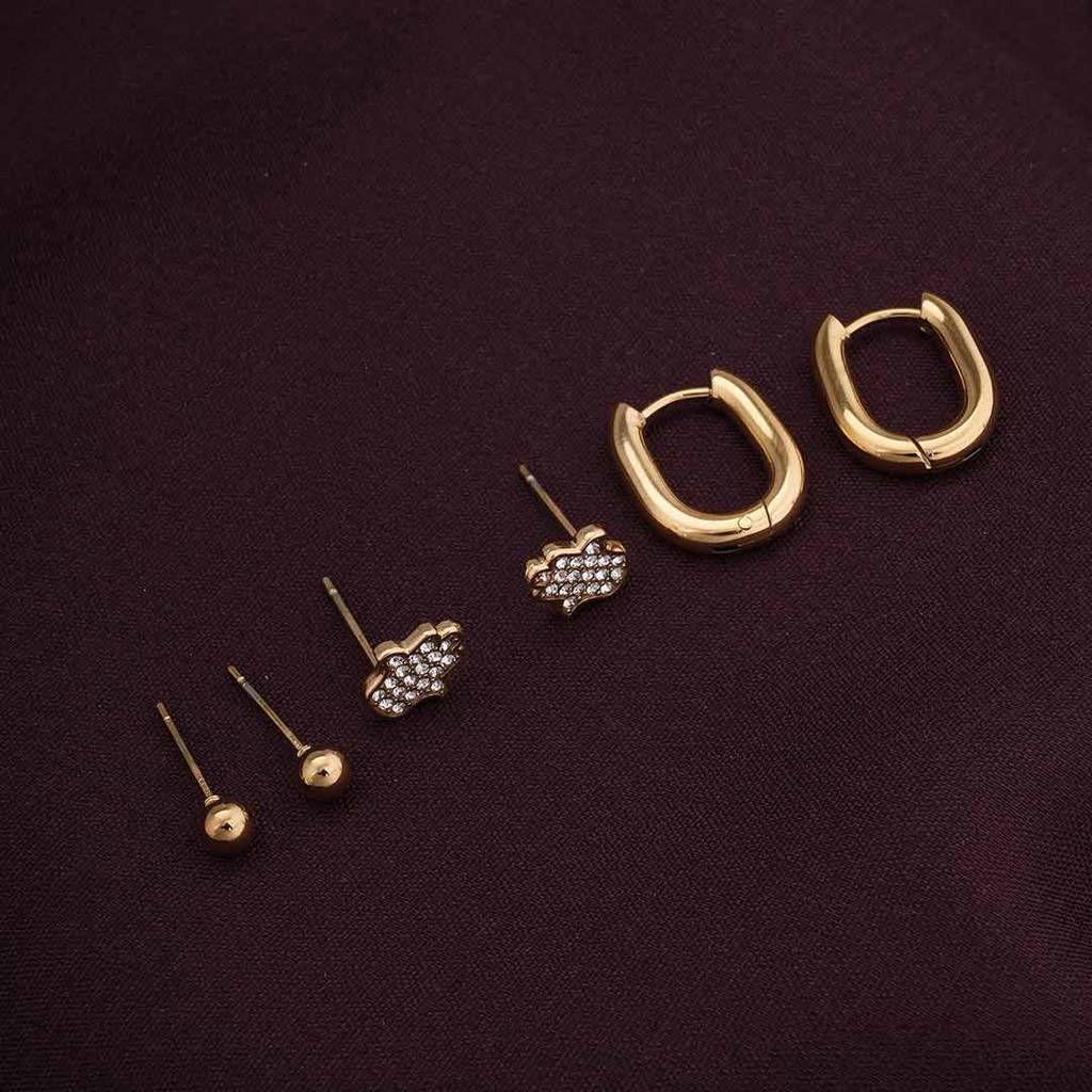 Palmonas Tiny Treasures Earrings Set For Womens - Waterproof & Anti-Tarnish : PMWSSER318-G