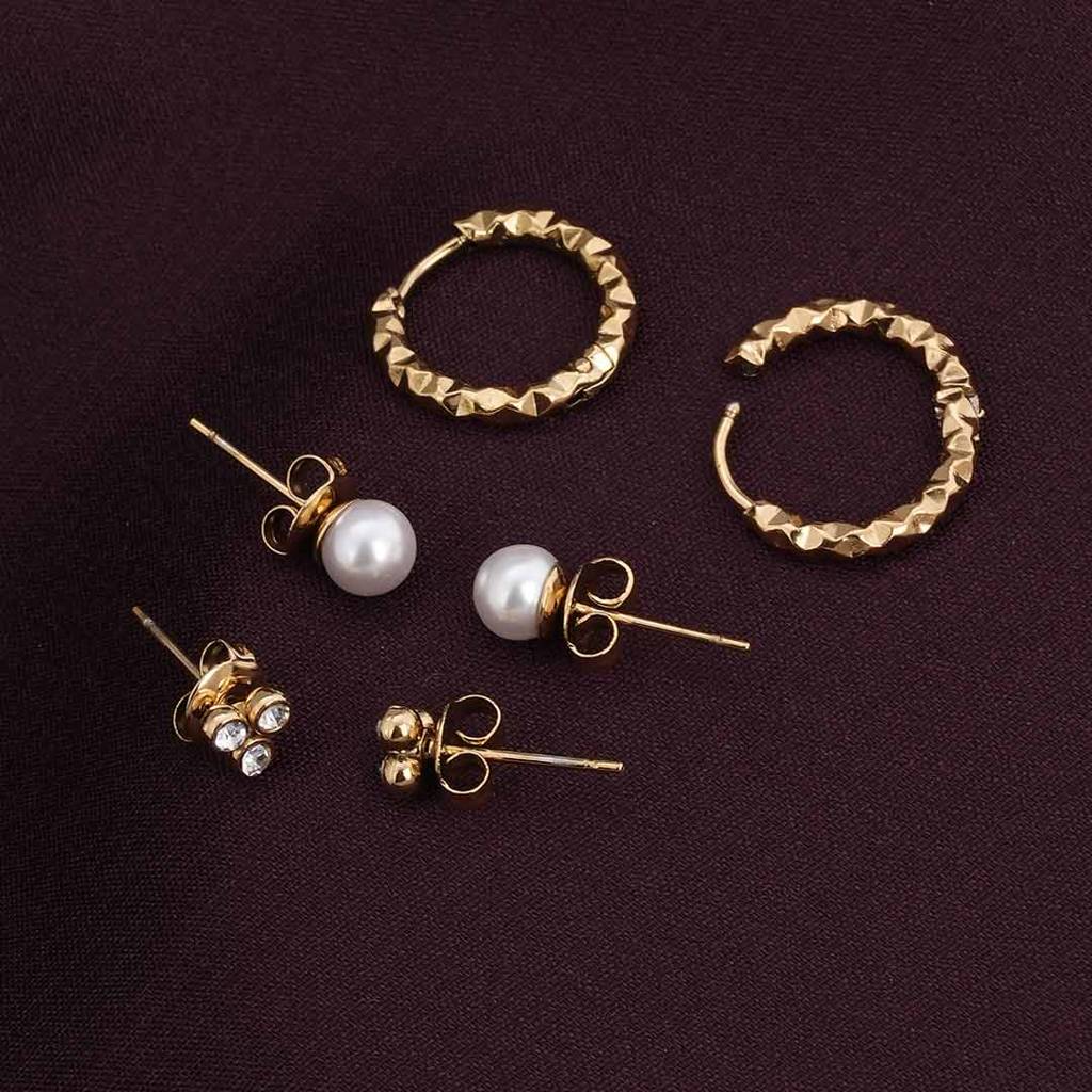 Palmonas Ear Candy Earring Set For Womens - Waterproof & Anti-Tarnish : PMWSSER320-G