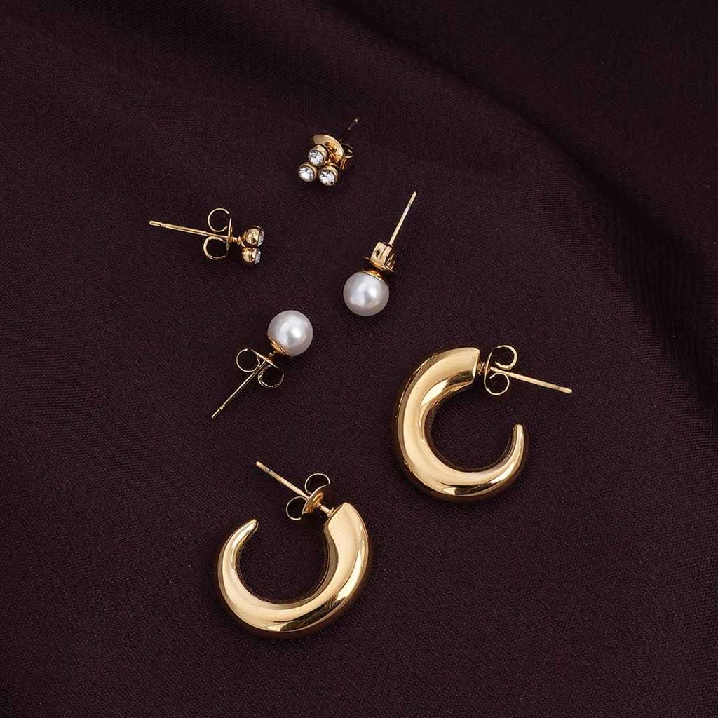 Palmonas Subtle Sparkle Earring Set For Womens - Waterproof & Anti-Tarnish : PMWSSER325-G