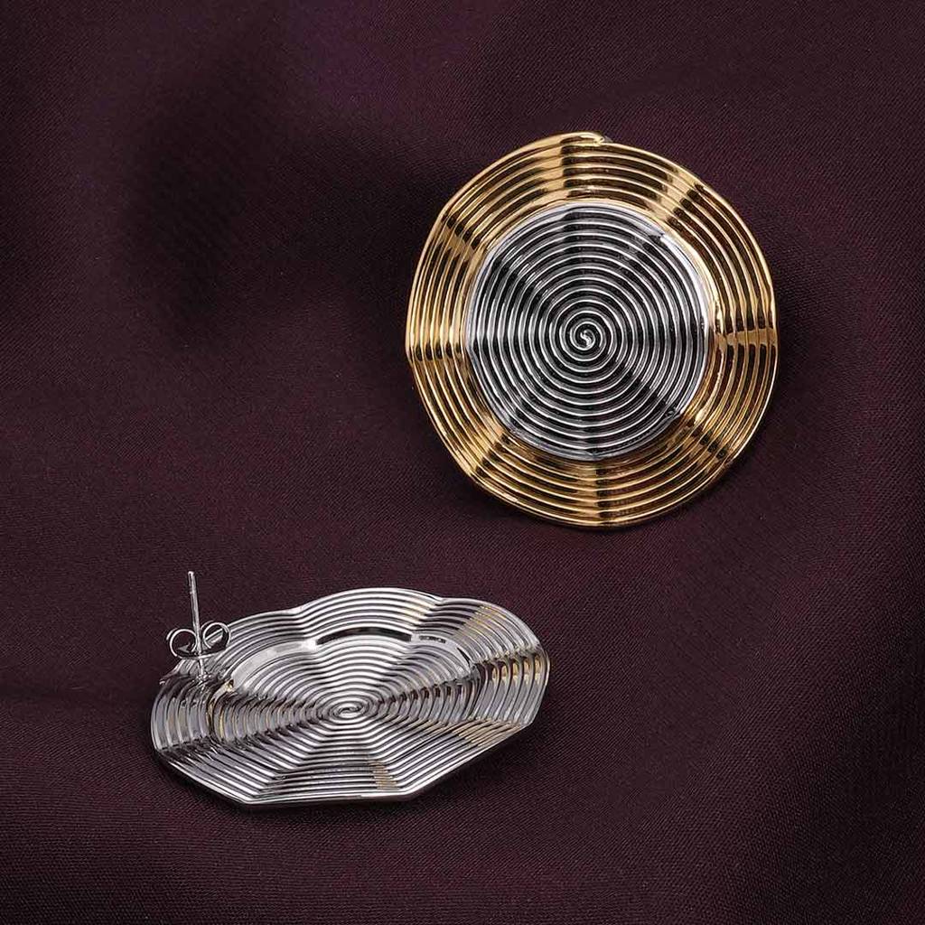 Palmonas Circular Coils Stud Earrings For Womens - Waterproof & Anti-Tarnish : PMWSSER326-MC