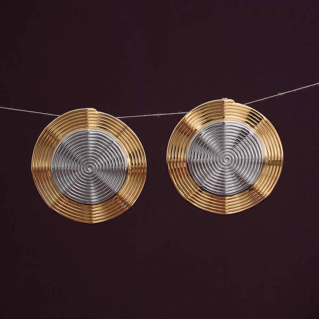 Palmonas Circular Coils Stud Earrings For Womens - Waterproof & Anti-Tarnish : PMWSSER326-MC