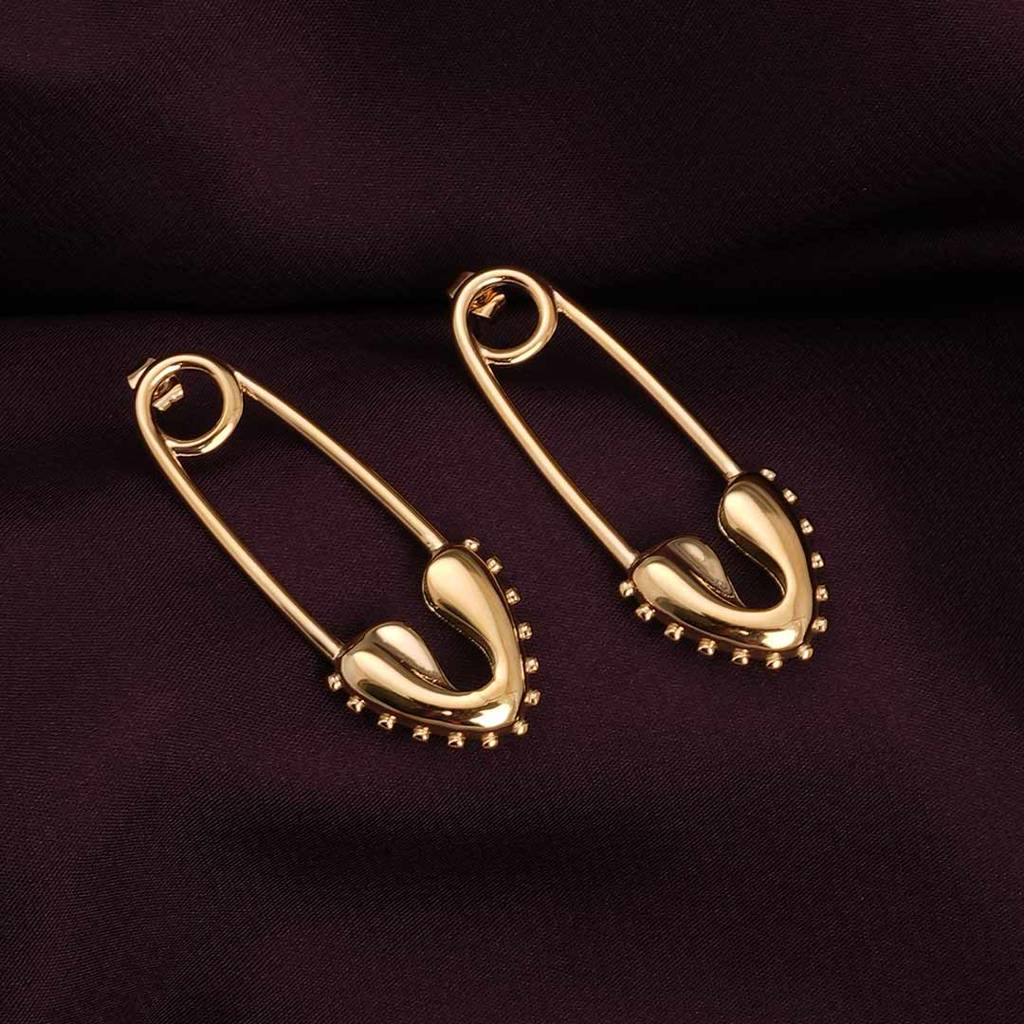 Palmonas Minimalist Safety Pin Hoop Earrings For Womens - Waterproof & Anti-Tarnish : PMWSSER329-G
