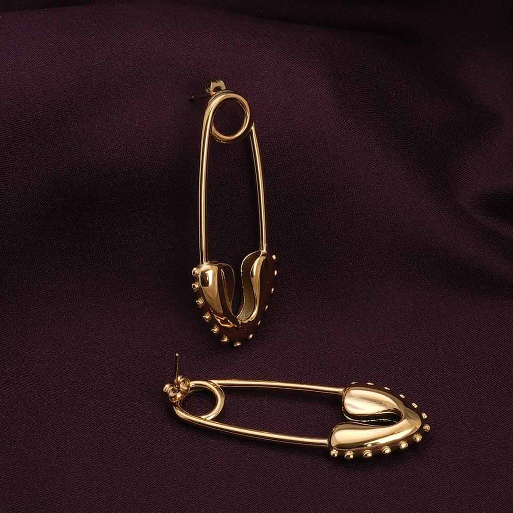 Palmonas Minimalist Safety Pin Hoop Earrings For Womens - Waterproof & Anti-Tarnish : PMWSSER329-G