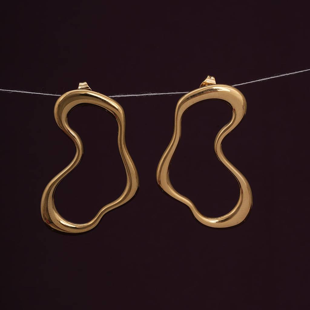 Palmonas Golden Irregular Dangle Earrings For Womens - Waterproof & Anti-Tarnish : PMWSSER333-G