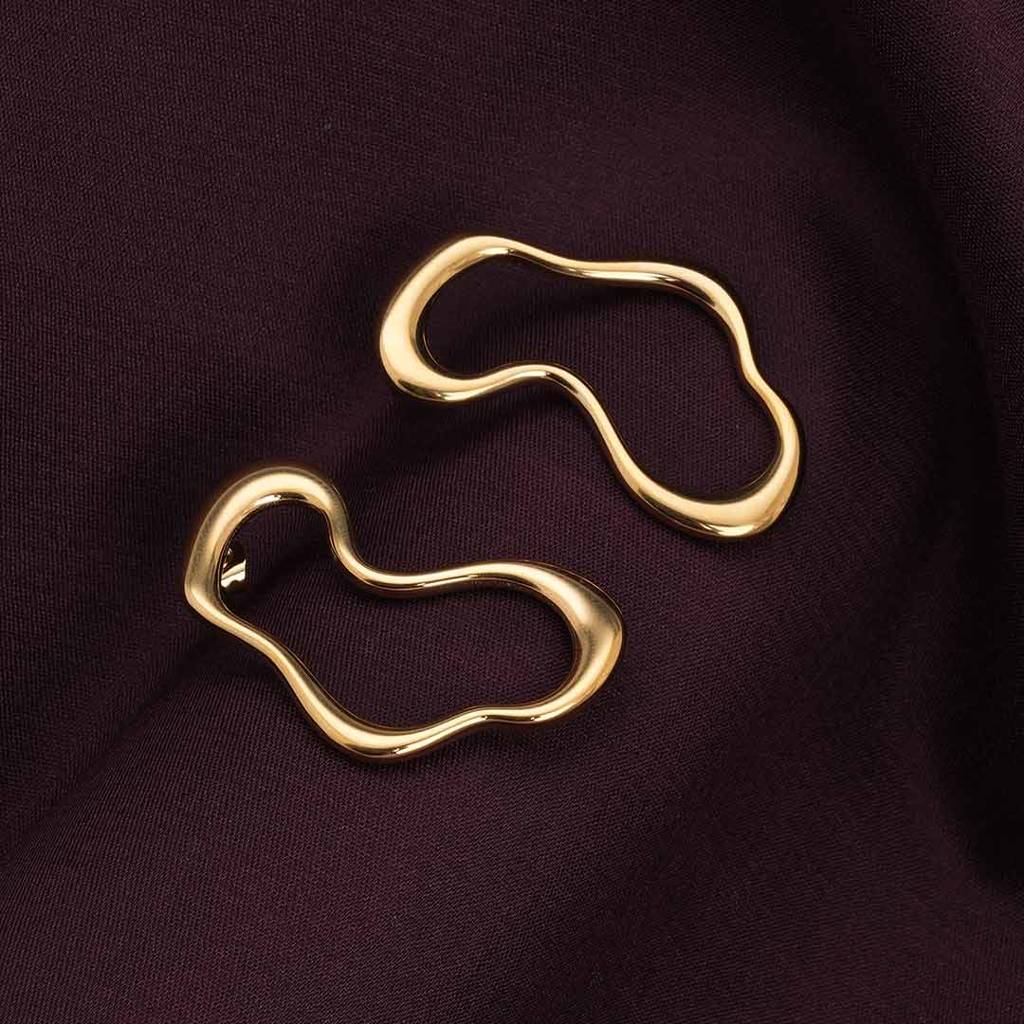 Palmonas Golden Irregular Dangle Earrings For Womens - Waterproof & Anti-Tarnish : PMWSSER333-G
