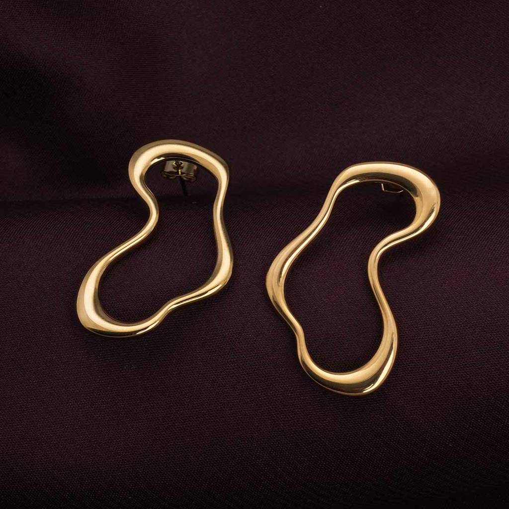 Palmonas Golden Irregular Dangle Earrings For Womens - Waterproof & Anti-Tarnish : PMWSSER333-G