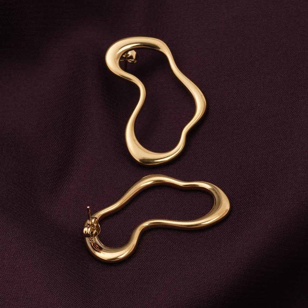 Palmonas Golden Irregular Dangle Earrings For Womens - Waterproof & Anti-Tarnish : PMWSSER333-G