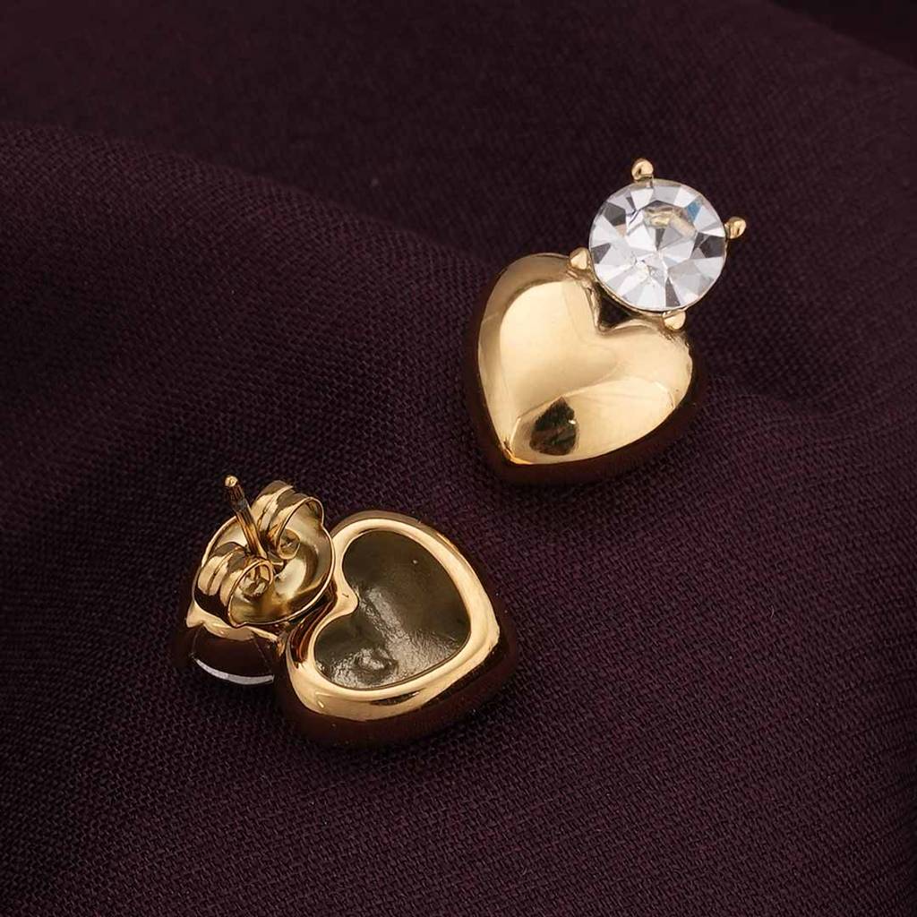Palmonas Heart Shape Single Stone Drop Earrings For Womens - Waterproof & Anti-Tarnish : PMWSSER334-G