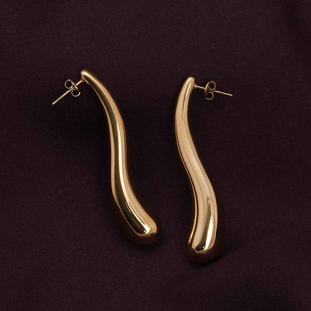 Palmonas Long Gold Drop Earrings For Womens - Waterproof & Anti-Tarnish : PMWSSER335-G