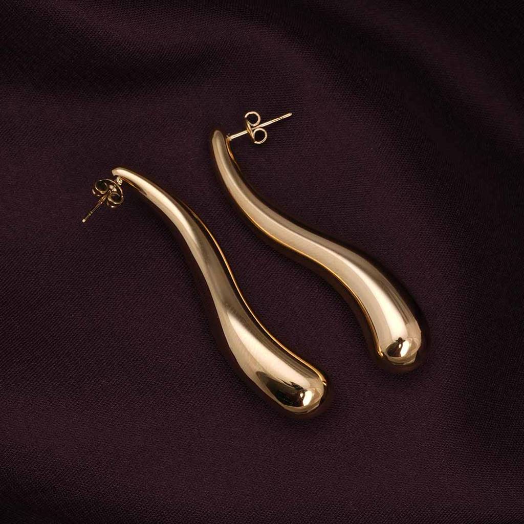 Palmonas Long Gold Drop Earrings For Womens - Waterproof & Anti-Tarnish : PMWSSER335-G