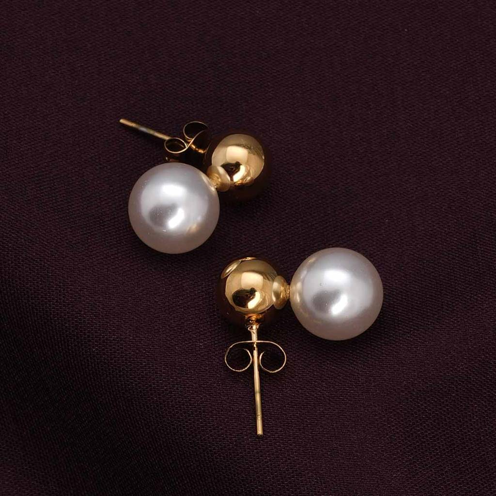 Palmonas Nautica Dome Pearl Drop Earrings For Womens - Waterproof & Anti-Tarnish : PMWSSER336-G