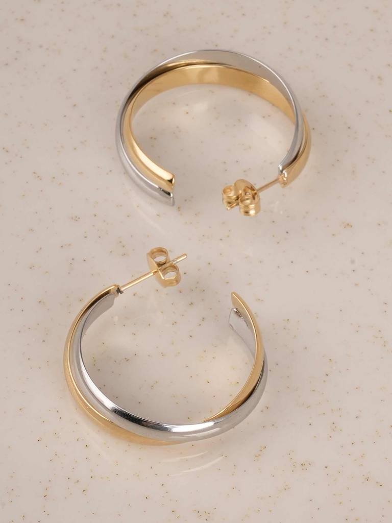 Palmonas Double Layer C Hoop Earrings For Womens - Waterproof & Anti-Tarnish : PMWSSER343-MC