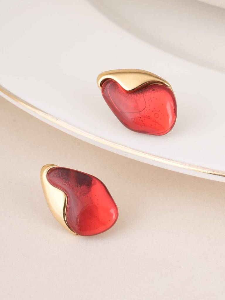 Palmonas Red Carnelian Stud Earrings For Womens - Waterproof & Anti-Tarnish : PMWSSER349-G