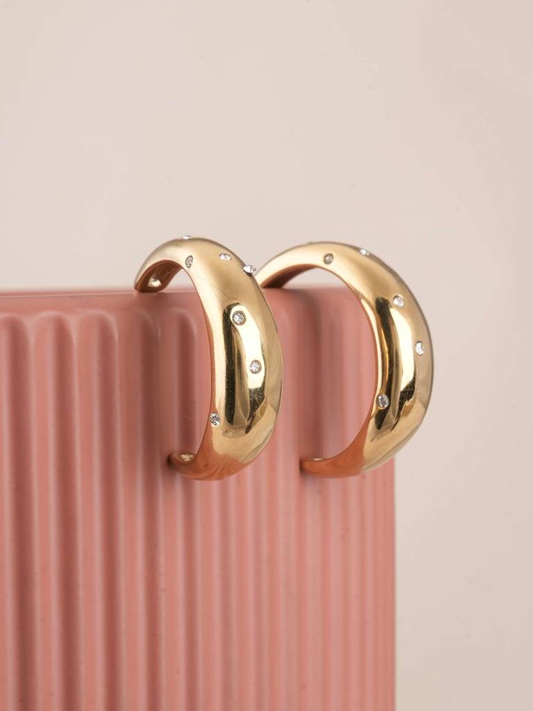 Palmonas Cashew Diamond Studded Hoop Earrings For Womens - Waterproof & Anti-Tarnish : PMWSSER354-G