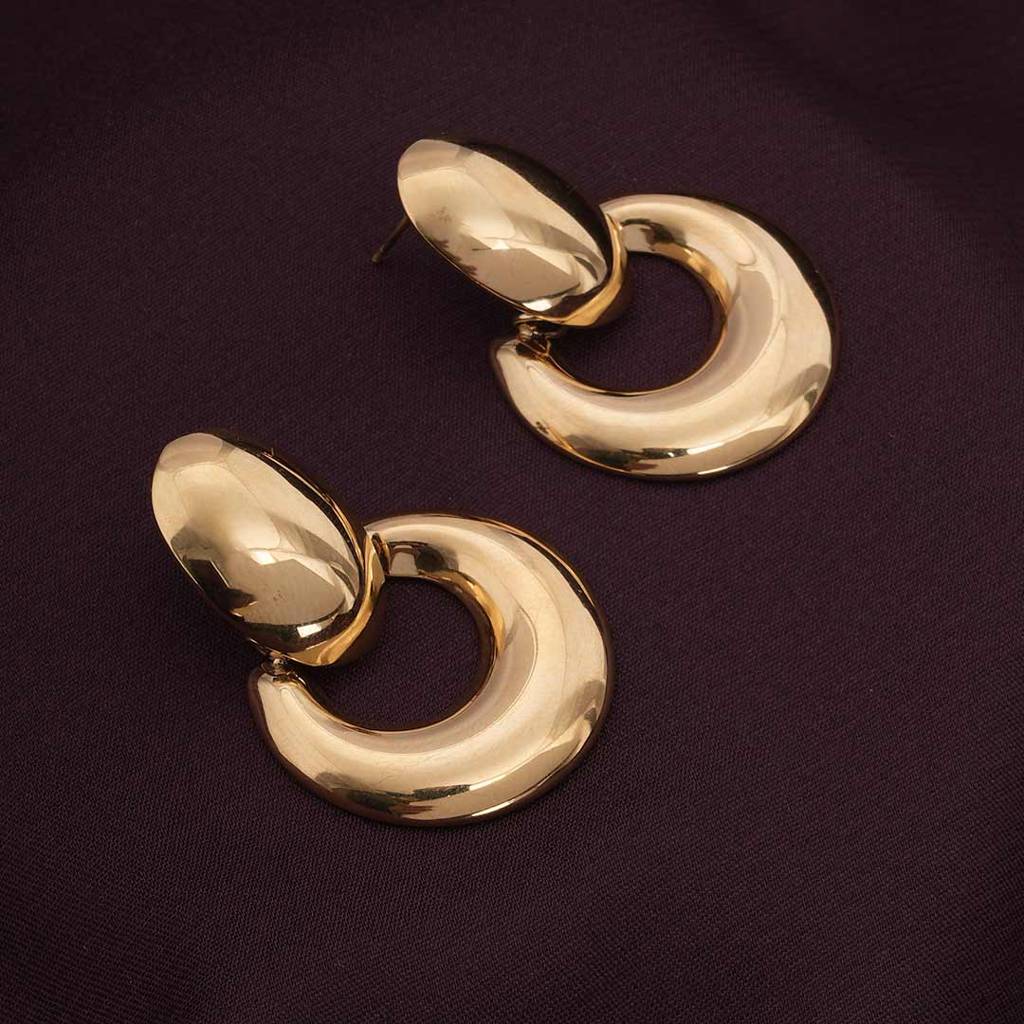 Palmonas Round Ear Buckle Drop Earrings For Womens - Waterproof & Anti-Tarnish : PMWSSER355-G