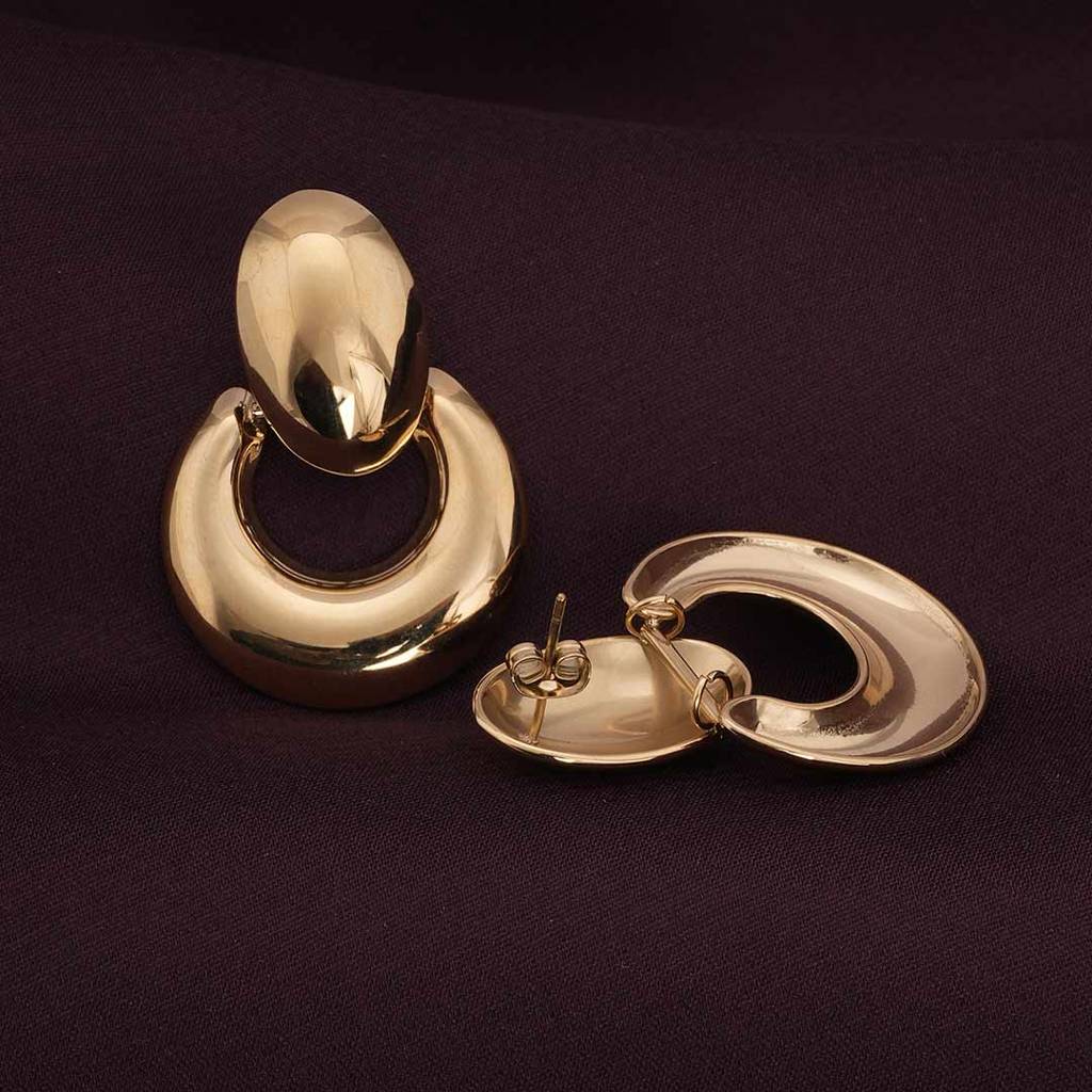 Palmonas Round Ear Buckle Drop Earrings For Womens - Waterproof & Anti-Tarnish : PMWSSER355-G