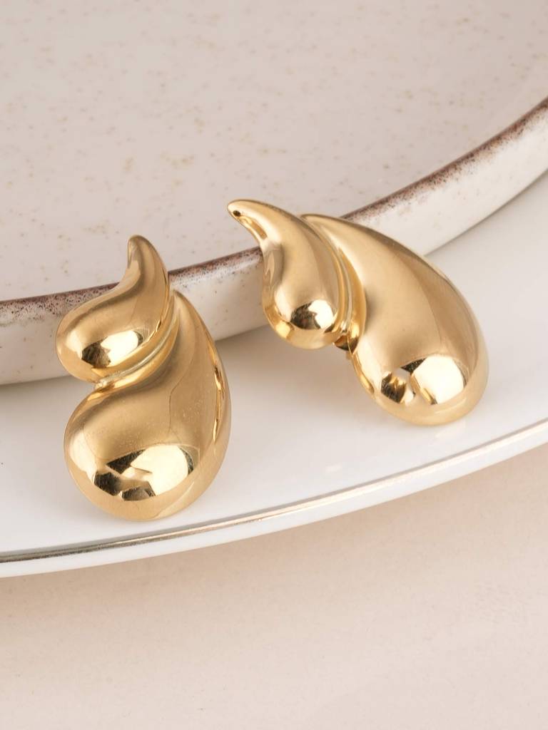 Palmonas Chic Teardrop Stud Earrings For Womens - Waterproof & Anti-Tarnish : PMWSSER356-G