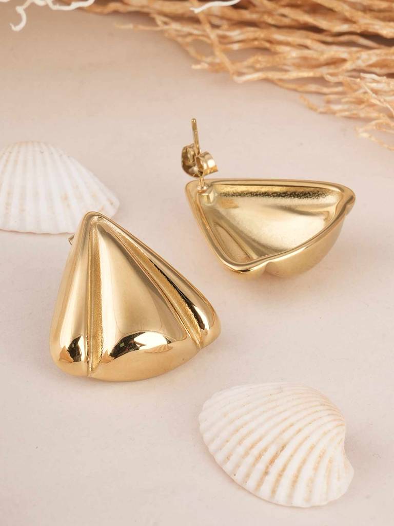 Palmonas Golden Triangle Stud Earrings For Womens - Waterproof & Anti-Tarnish : PMWSSER369-G