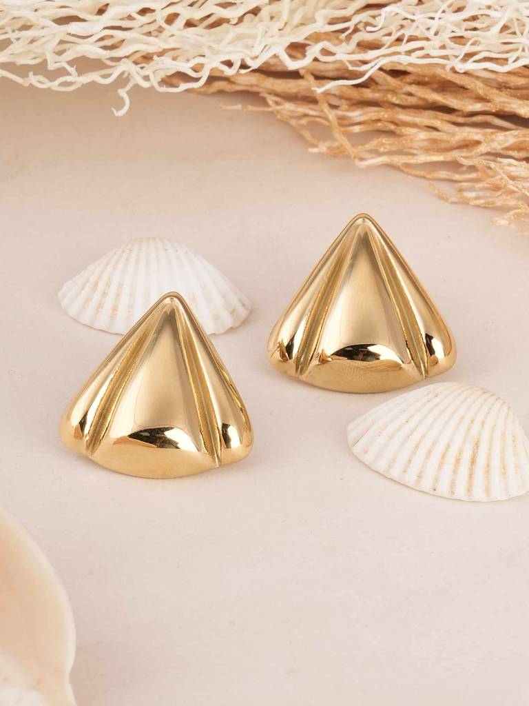 Palmonas Golden Triangle Stud Earrings For Womens - Waterproof & Anti-Tarnish : PMWSSER369-G