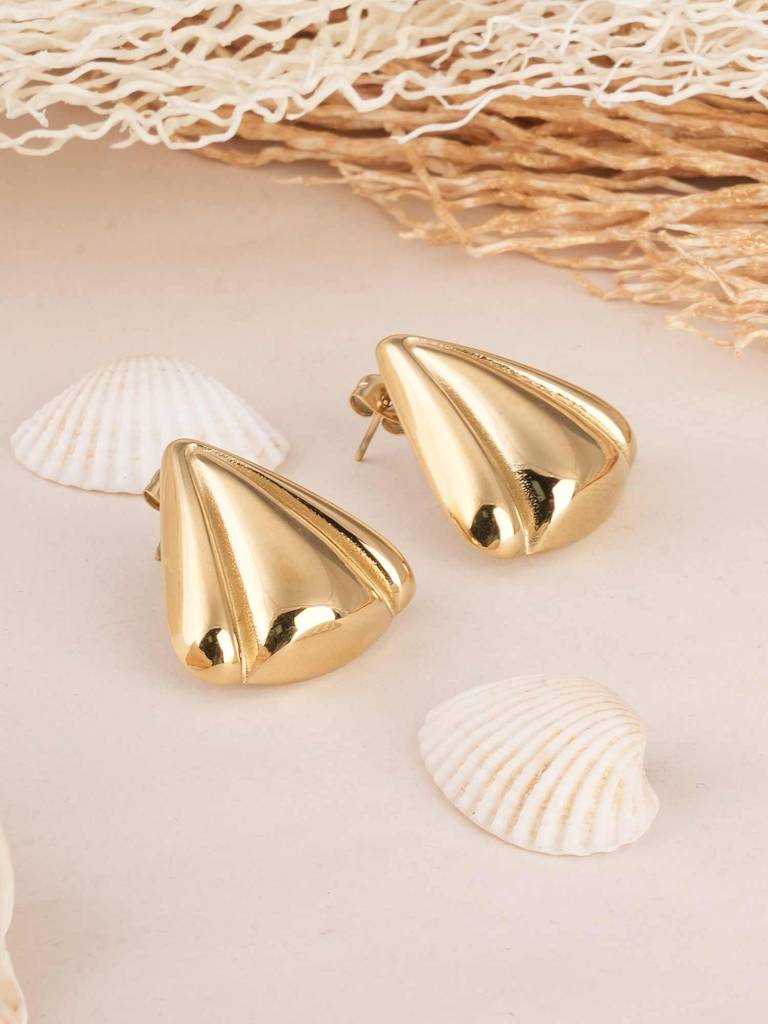 Palmonas Golden Triangle Stud Earrings For Womens - Waterproof & Anti-Tarnish : PMWSSER369-G