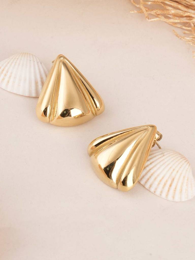 Palmonas Golden Triangle Stud Earrings For Womens - Waterproof & Anti-Tarnish : PMWSSER369-G