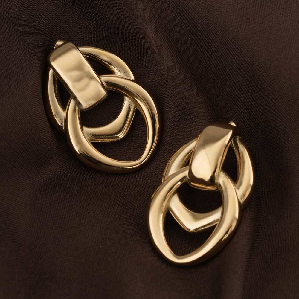 Palmonas Linked Oval Drop Earrings For Womens - Waterproof & Anti-Tarnish : PMWSSER372-G