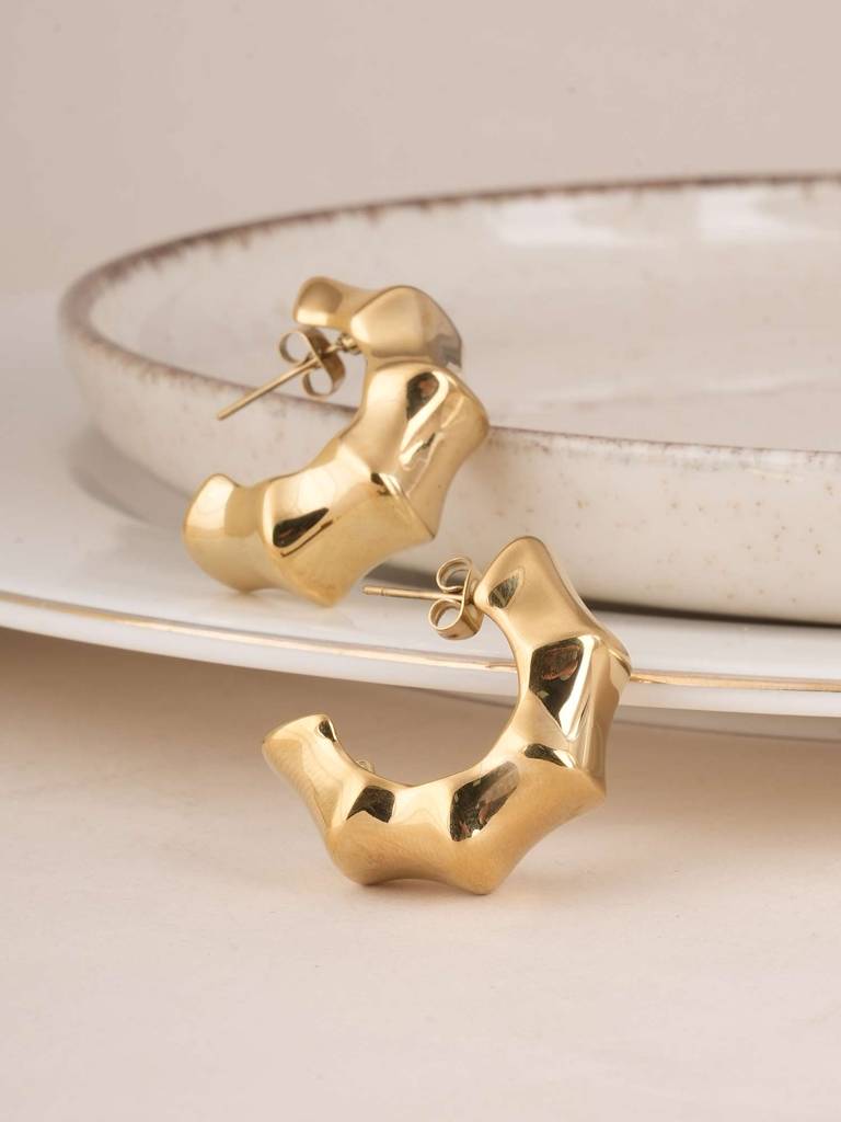 Palmonas Half Circular Hoop Earrins For Womens - Waterproof & Anti-Tarnish : PMWSSER387-G