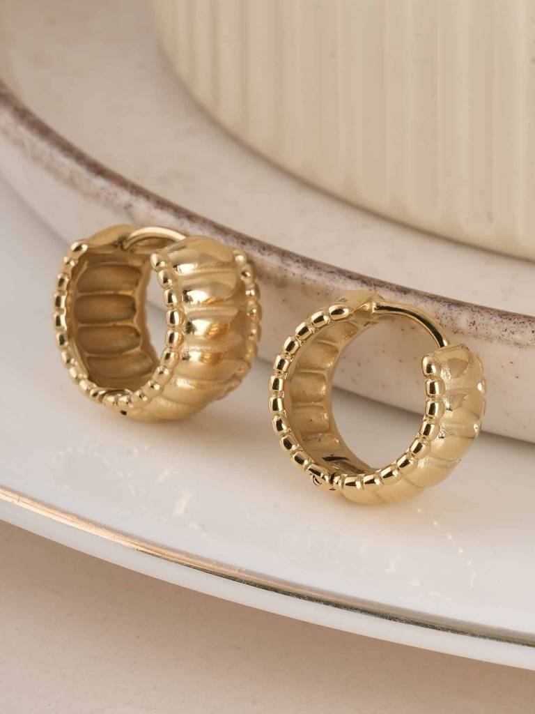 Palmonas Chunky Hollow Hoop Earrings For Womens - Waterproof & Anti-Tarnish : PMWSSER392-G