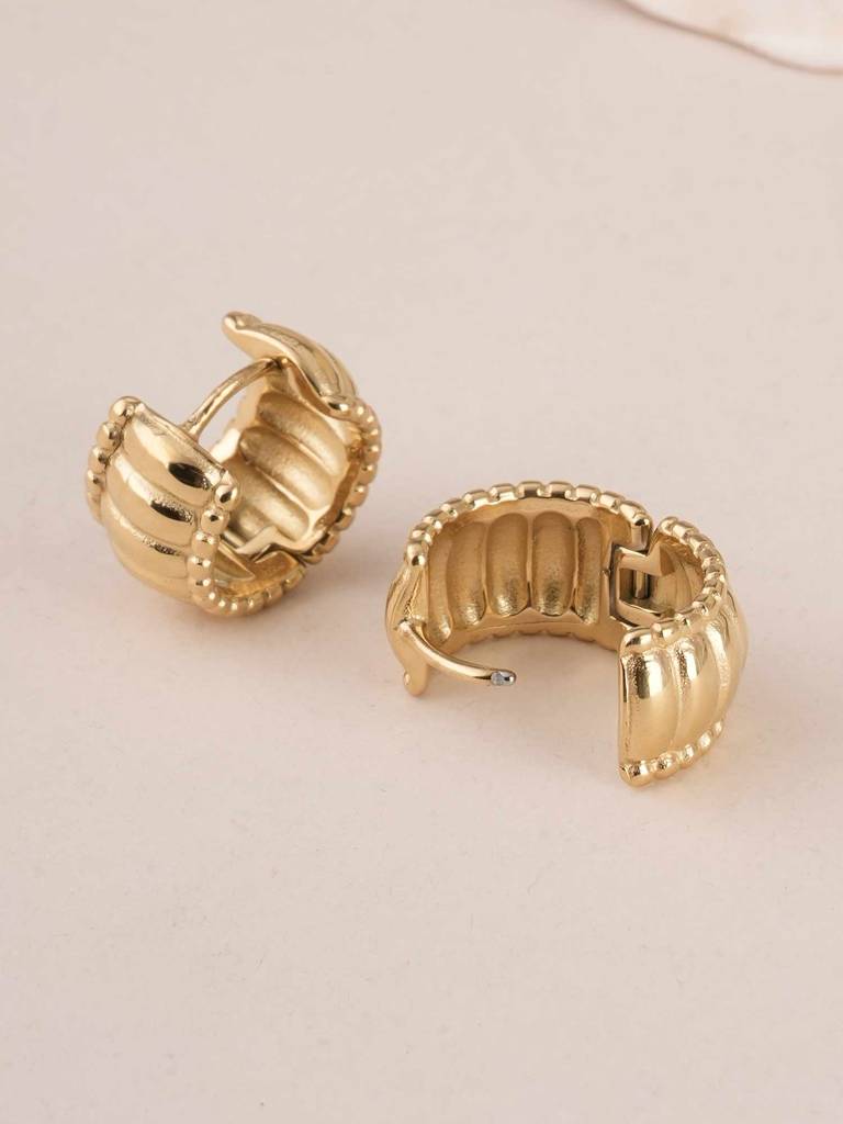 Palmonas Chunky Hollow Hoop Earrings For Womens - Waterproof & Anti-Tarnish : PMWSSER392-G