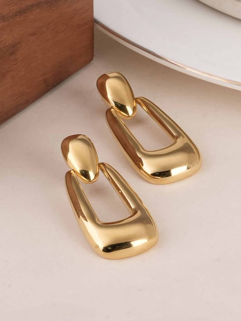 Palmonas Rectangle Buckle Drop Earrings For Womens - Waterproof & Anti-Tarnish : PMWSSER394-G