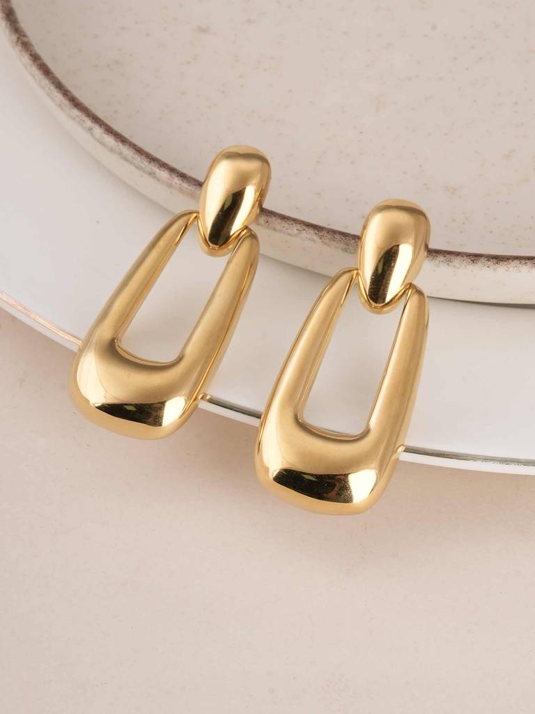 Palmonas Rectangle Buckle Drop Earrings For Womens - Waterproof & Anti-Tarnish : PMWSSER394-G