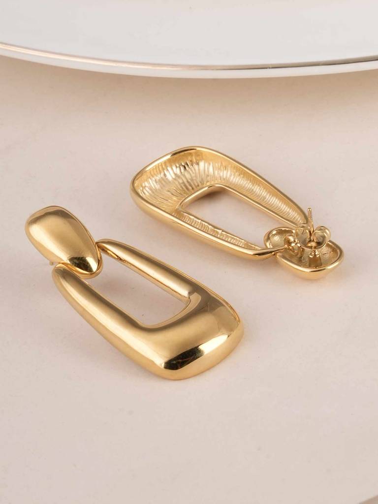 Palmonas Rectangle Buckle Drop Earrings For Womens - Waterproof & Anti-Tarnish : PMWSSER394-G