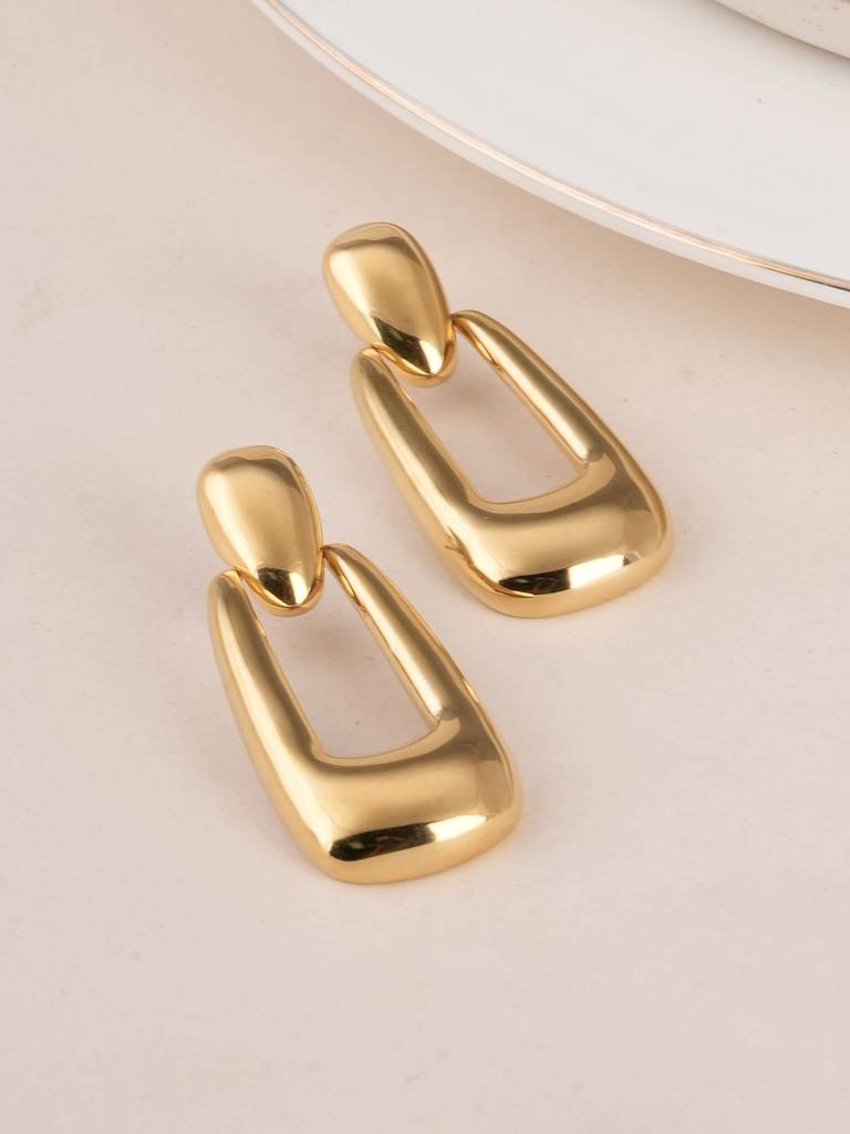 Palmonas Rectangle Buckle Drop Earrings For Womens - Waterproof & Anti-Tarnish : PMWSSER394-G