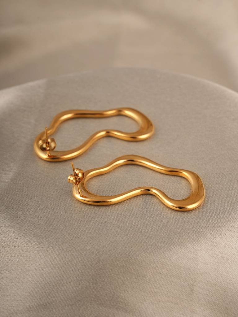 Irregular Wave Drop Earrings For Women : PMWSSER398-G