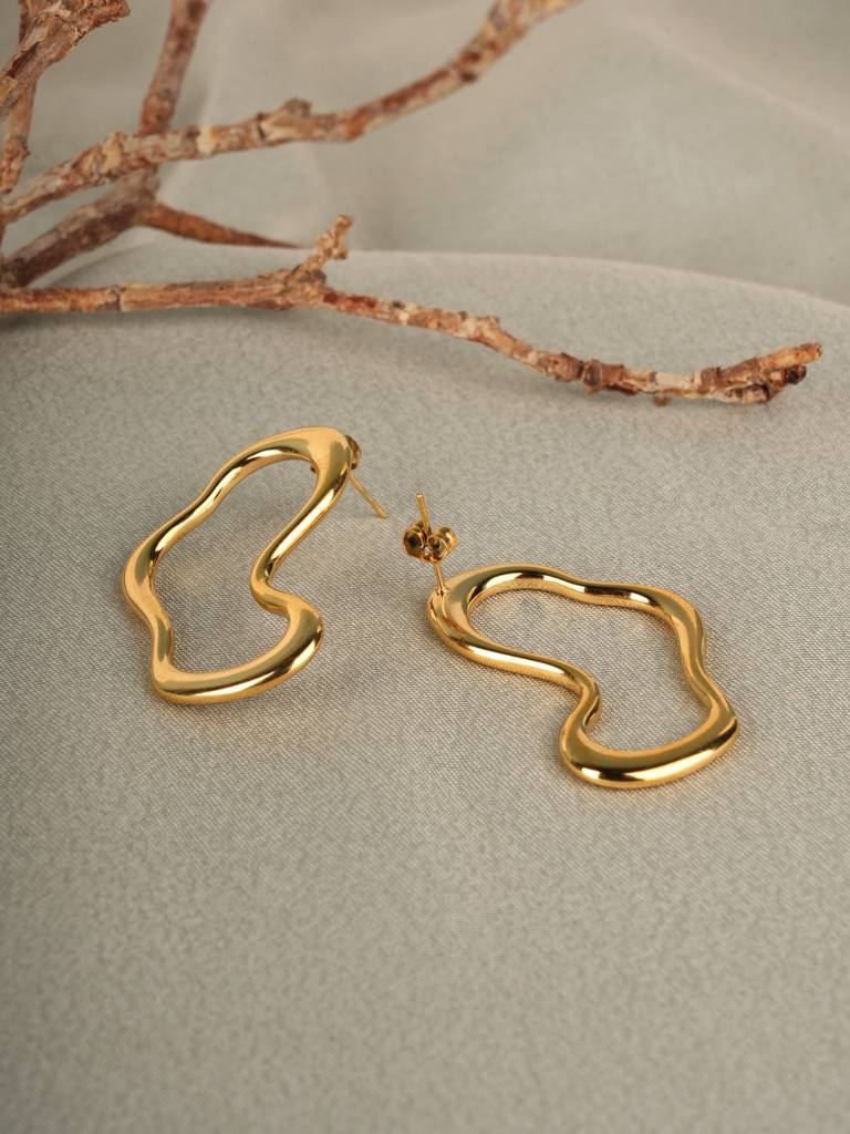 Irregular Wave Drop Earrings For Women : PMWSSER398-G