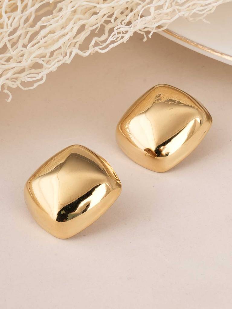 Palmonas Chunky Cube Stud Earrings For Womens - Waterproof & Anti-Tarnish : PMWSSER401-G
