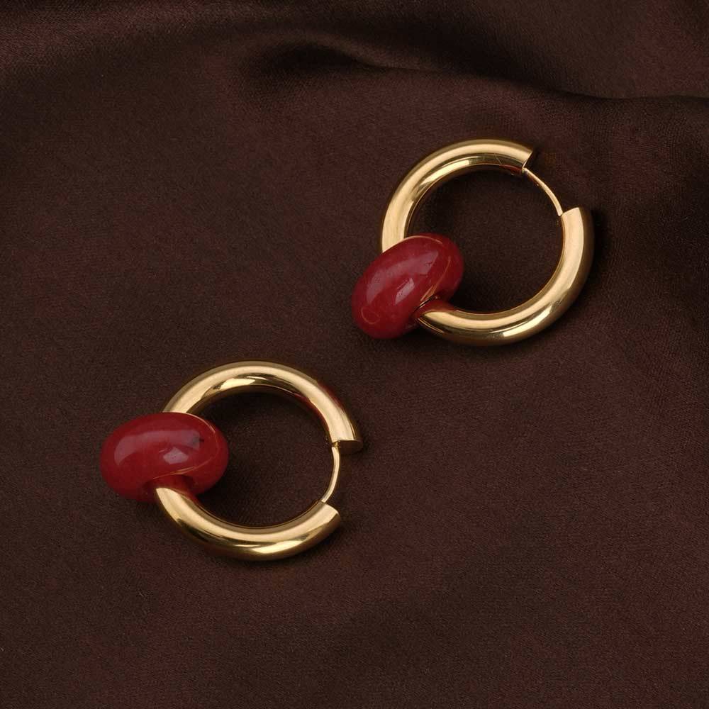 Palmonas Red Acrylic Drop Earrings For Womens - Waterproof & Anti-Tarnish : PMWSSER407-G