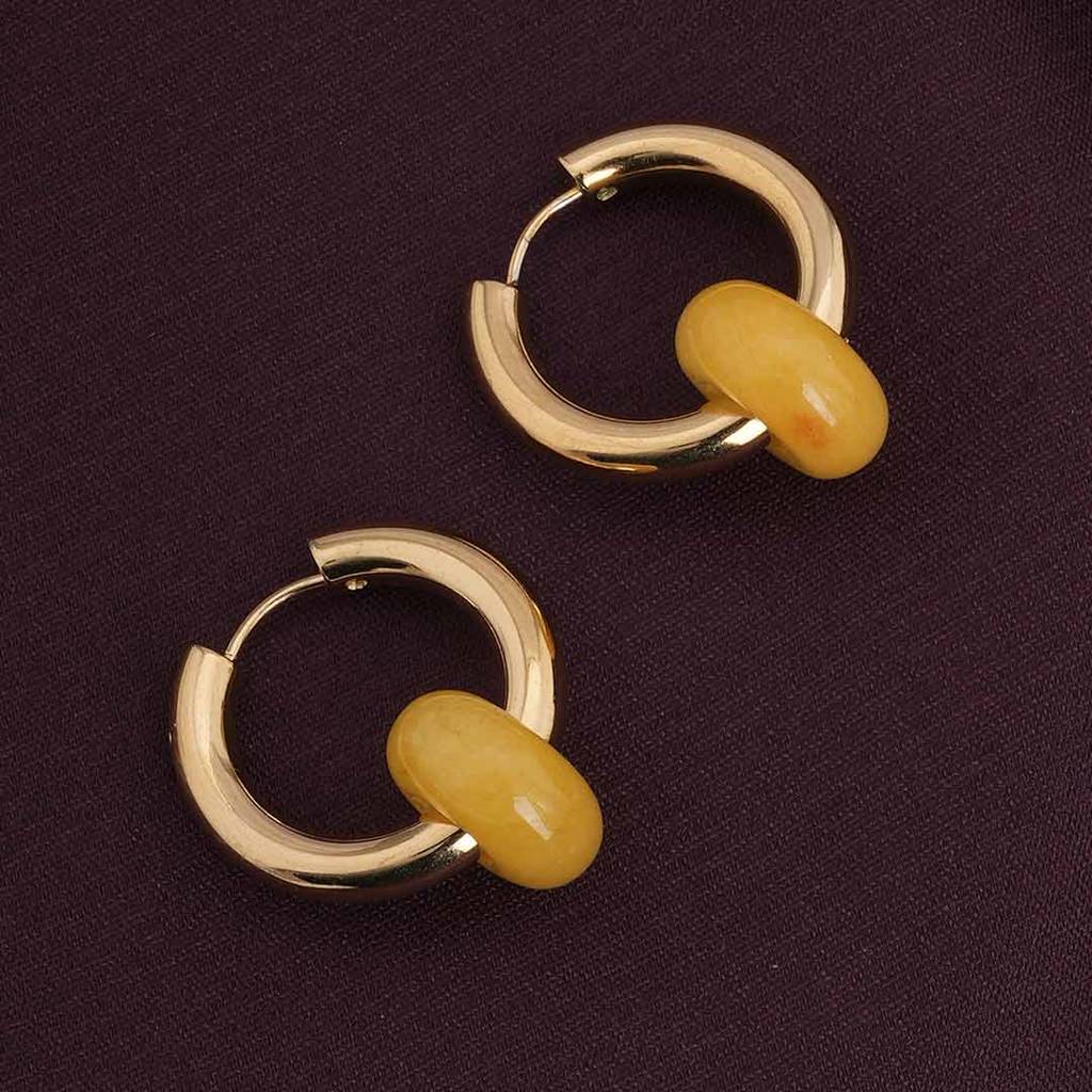 Palmonas Yellow Acrylic Drop Earrings For Womens - Waterproof & Anti-Tarnish : PMWSSER436-G