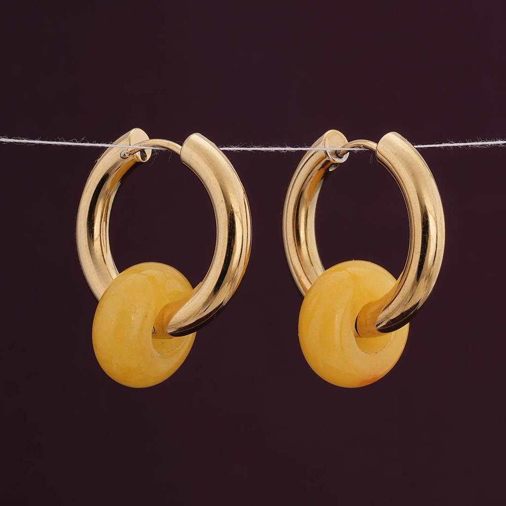 Palmonas Yellow Acrylic Drop Earrings For Womens - Waterproof & Anti-Tarnish : PMWSSER436-G