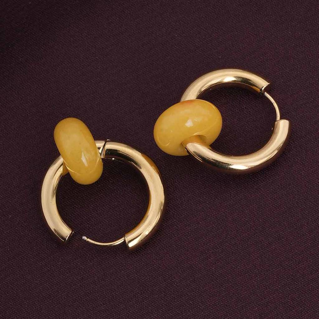 Palmonas Yellow Acrylic Drop Earrings For Womens - Waterproof & Anti-Tarnish : PMWSSER436-G