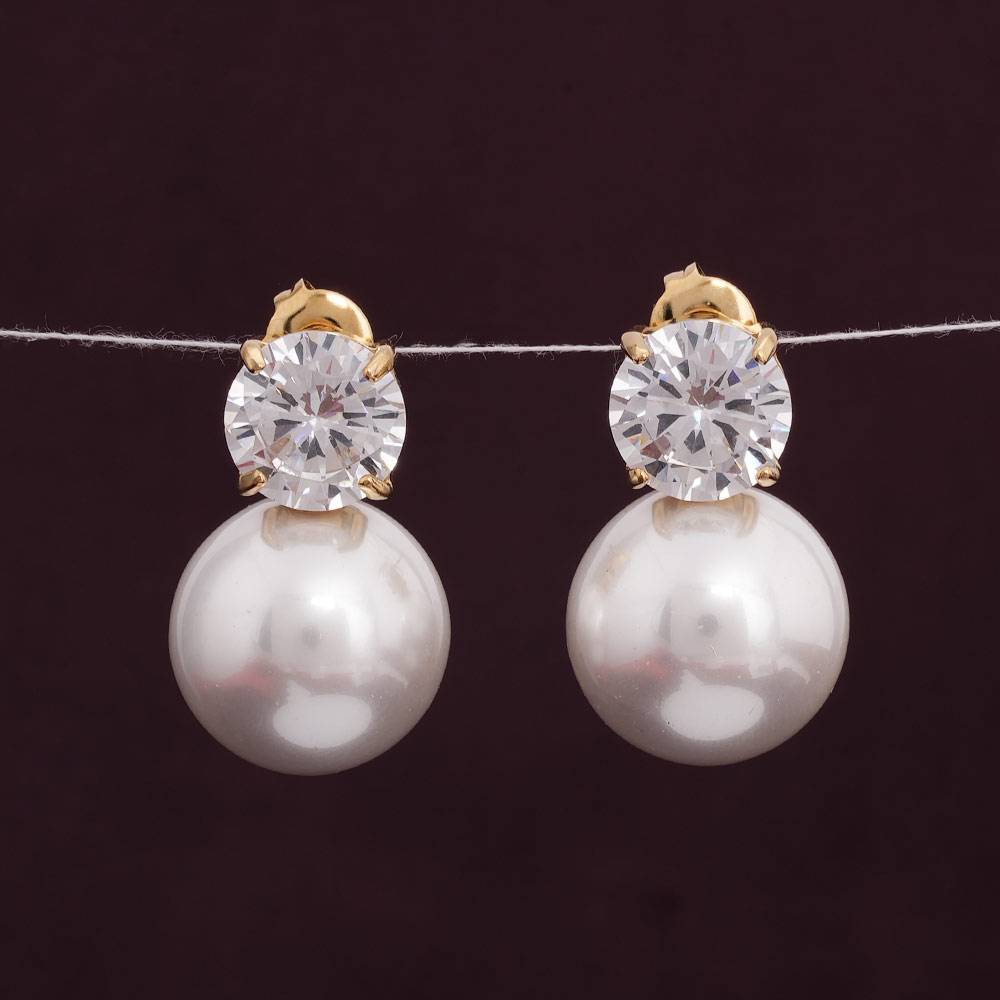 Palmonas Stone And Pearl Drop Earrings For Womens - Waterproof & Anti-Tarnish : PMWSSER438-G