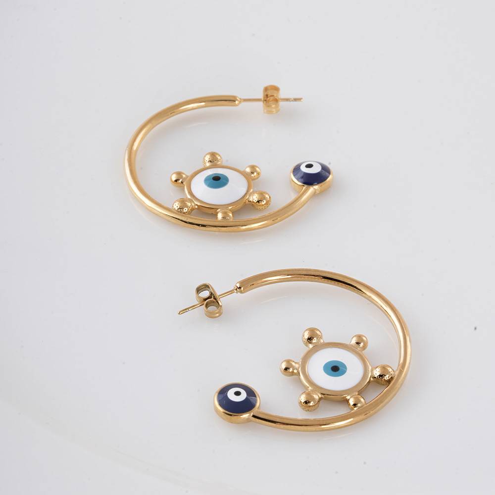 Palmonas Gold Evil Eye Hoop Earrings For Womens - Waterproof & Anti-Tarnish : PMWSSER469-G