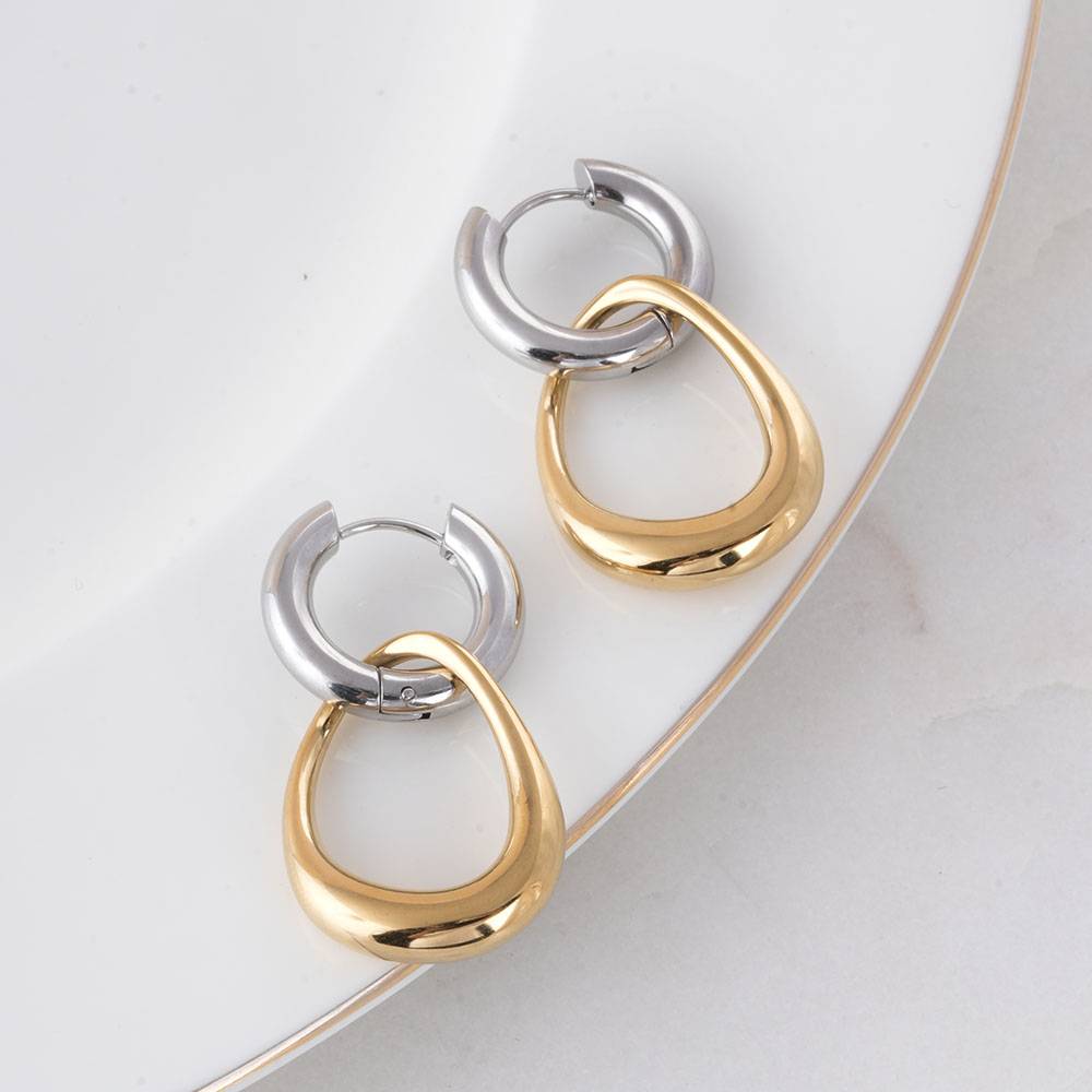 Palmonas Interlocking Hoop Earrings For Womens - Waterproof & Anti-Tarnish : PMWSSER470-MC