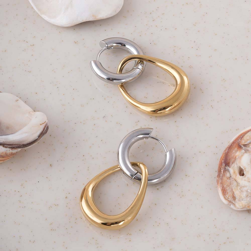 Palmonas Interlocking Hoop Earrings For Womens - Waterproof & Anti-Tarnish : PMWSSER470-MC