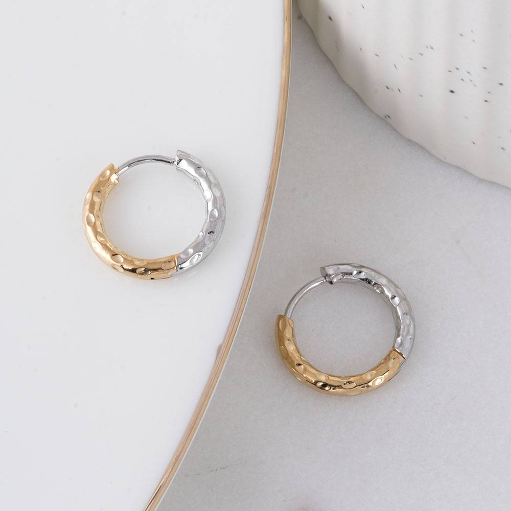 Palmonas Two-Tone Hoop Earrings For Womens - Waterproof & Anti-Tarnish : PMWSSER473-MC