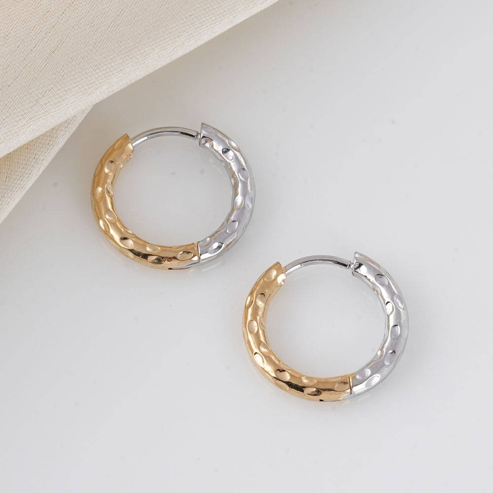 Palmonas Two-Tone Hoop Earrings For Womens - Waterproof & Anti-Tarnish : PMWSSER473-MC