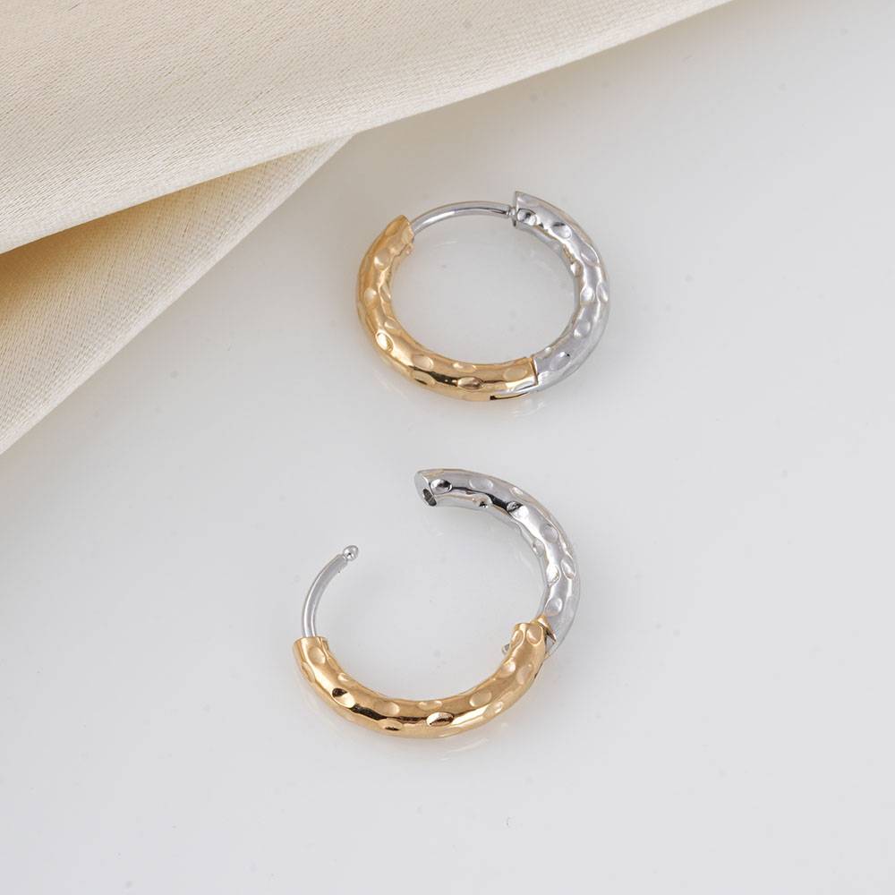 Palmonas Two-Tone Hoop Earrings For Womens - Waterproof & Anti-Tarnish : PMWSSER473-MC
