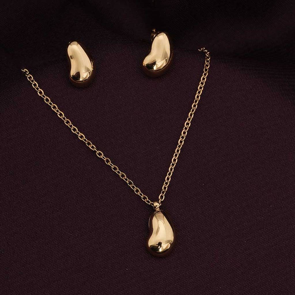 Palmonas Gold Cashew Jewellery Set For Women : PMWSSJS020-G
